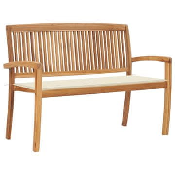 Vidaxl Vrtna klop z blazino 128,5 cm trdna tikovina