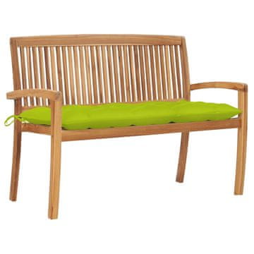 Vidaxl Zložljiva vrtna klop z blazino 128,5 cm trdna tikovina