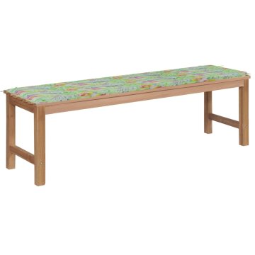 Vidaxl Vrtna klop z blazino z vzorcem listja 150 cm trdna tikovina