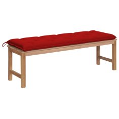 Vidaxl Vrtna klop z rdečo blazino 150 cm trdna tikovina