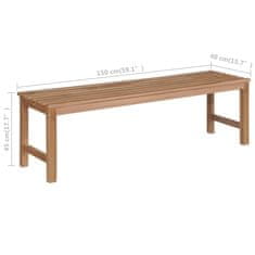 Vidaxl Vrtna klop z zeleno blazino 150 cm trdna tikovina