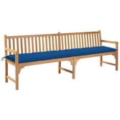 Vidaxl Vrtna klop z modro blazino 240 cm trdna tikovina