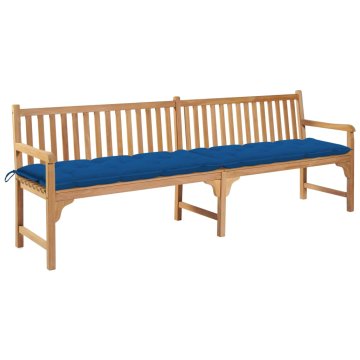 Vidaxl Vrtna klop z modro blazino 240 cm trdna tikovina