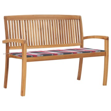 Vidaxl Vrtna klop z blazino 128,5 cm trdna tikovina
