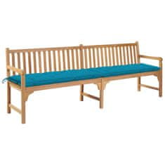 Vidaxl Vrtna klop s svetlo modro blazino 240 cm trdna tikovina