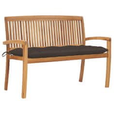Vidaxl Vrtna klop z blazino 128,5 cm trdna tikovina