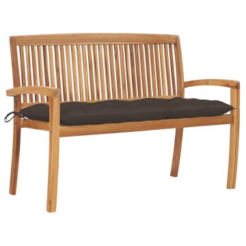Vidaxl Vrtna klop z blazino 128,5 cm trdna tikovina