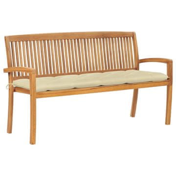 Vidaxl Vrtna klop z blazino 159 cm trdna tikovina