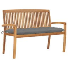 Vidaxl Vrtna klop z blazino 128,5 cm trdna tikovina