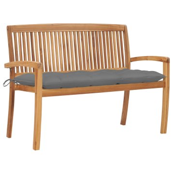 Vidaxl Vrtna klop z blazino 128,5 cm trdna tikovina