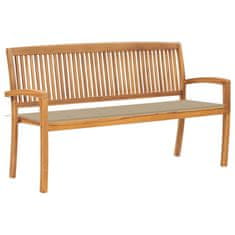 Vidaxl Vrtna klop z blazino 159 cm trdna tikovina
