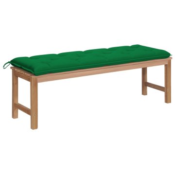 Vidaxl Vrtna klop z zeleno blazino 150 cm trdna tikovina