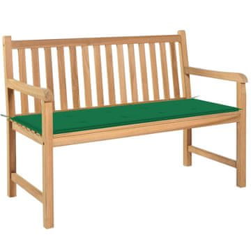 Vidaxl Vrtna klop z zeleno blazino 120 cm trdna tikovina