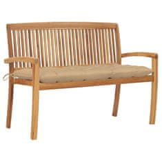 Vidaxl Vrtna klop z blazino 128,5 cm trdna tikovina