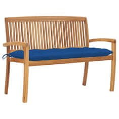 Vidaxl Vrtna klop z blazino 128,5 cm trdna tikovina