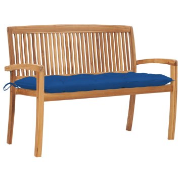 Vidaxl Vrtna klop z blazino 128,5 cm trdna tikovina
