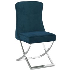 Vidaxl Jedilni stol moder 53x52x98 cm žamet in nerjaveče jeklo