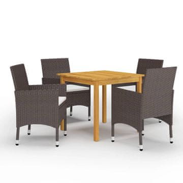 Vidaxl Vrtna jedilna garnitura 5-delna rjava