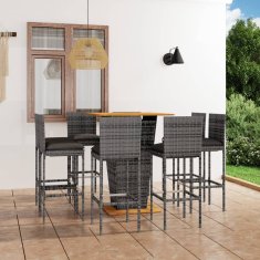 Vidaxl Vrtna barska garnitura 9-delna z blazinami poli ratan siva