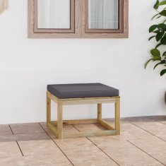 Vidaxl Vrtni stolček za noge z zeleno blazino impregnirana borovina