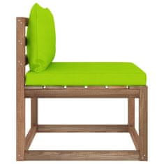 Greatstore Vrtni sredinski kavč iz palet s svetlo zelenimi blazinami