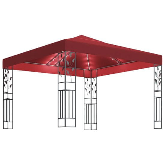 Vidaxl Paviljon z lučkami 3x3 m vinsko rdeč