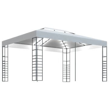 Vidaxl Paviljon z LED lučkami 4x3x2,7 m bel