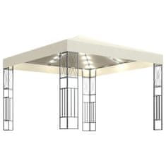 Vidaxl Paviljon z lučkami 3x3 m krem blago
