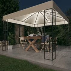 Vidaxl Paviljon z lučkami 3x3 m krem blago