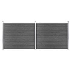 Greatstore Komplet ograjnih panelov WPC 353x146 cm črn