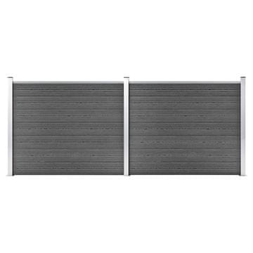 Vidaxl Komplet ograjnih panelov WPC 353x146 cm črn