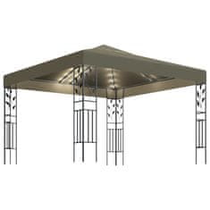 Vidaxl Paviljon z lučkami 3x3 m taupe 180 g/m2