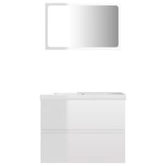 Greatstore Komplet kopalniškega pohištva visok sijaj bela iverna plošča