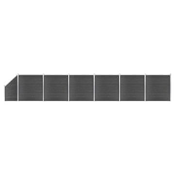 Vidaxl Komplet ograjnih panelov WPC 1138x(105-186) cm črn