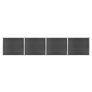 Vidaxl Komplet ograjnih panelov WPC 699x146 cm siv