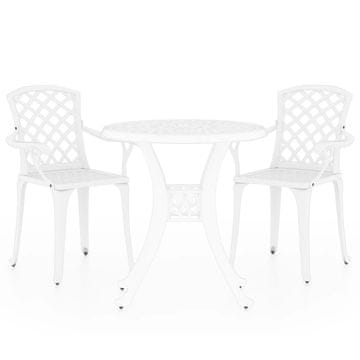 Vidaxl Bistro garnitura 3-delna liti aluminij bela