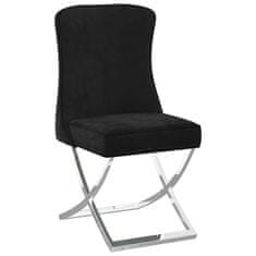Vidaxl Jedilni stoli 2 kosa črni 53x52x98 cm žamet in nerjaveče jeklo