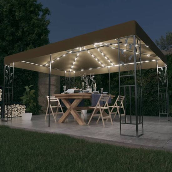 Vidaxl Paviljon z dvojno streho in lučkami 3x4 m 180 g/m2