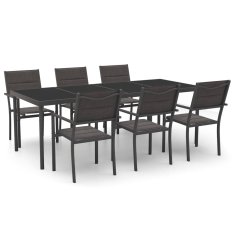 Vidaxl Zunanja jedilna garnitura 7-delna jeklo