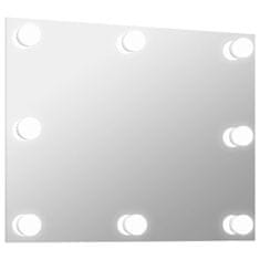 Vidaxl Stensko ogledalo brez okvirja z LED lučkami pravokotno steklo