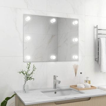 Vidaxl vidaXL Pravokotno stekleno stensko ogledalo brez okvirja z LED lučkami