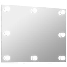 Greatstore Stensko ogledalo brez okvirja z LED lučkami pravokotno steklo