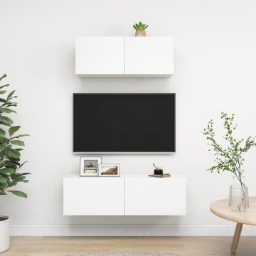 Vidaxl vidaXL 2-delni TV komplet, bel, material na osnovi lesa