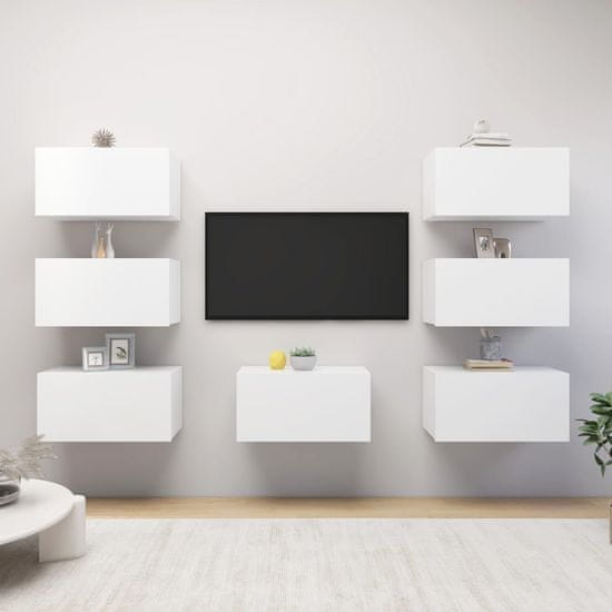 Vidaxl TV omarice 7 kosov bele 30,5x30x60 cm iverna plošča