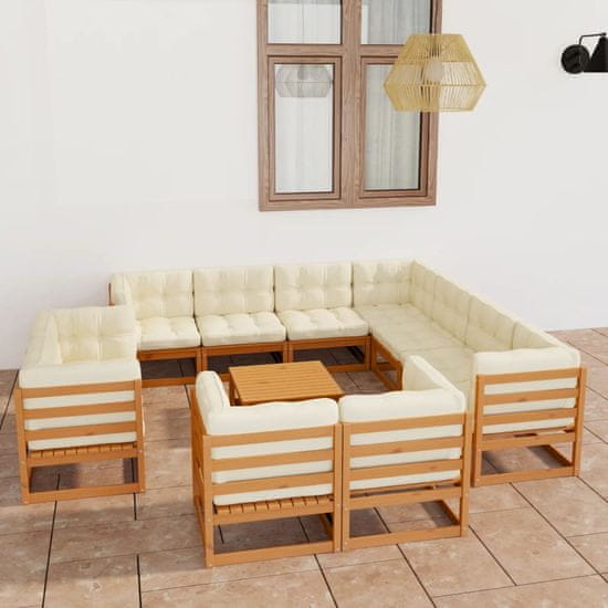 Vidaxl Vrtna sedežna garnitura 12-delna z blazinami medeno rjava