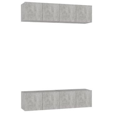Vidaxl TV omarice 4 kosi betonsko sive 60x30x30 cm iverna plošča
