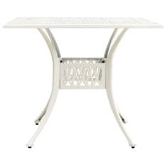 Vidaxl Vrtna miza bela 90x90x73 cm liti aluminij
