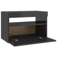 Vidaxl Nočna omarica z LED lučkami 2 kosa visok sijaj siva 60x35x40 cm
