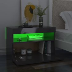 Vidaxl Nočna omarica z LED lučkami 2 kosa visok sijaj siva 60x35x40 cm