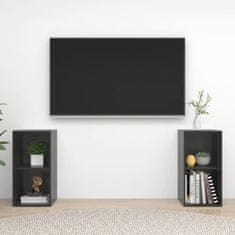Vidaxl TV omarice 2 kosa visok sijaj sive 72x35x36,5 cm iverna plošča